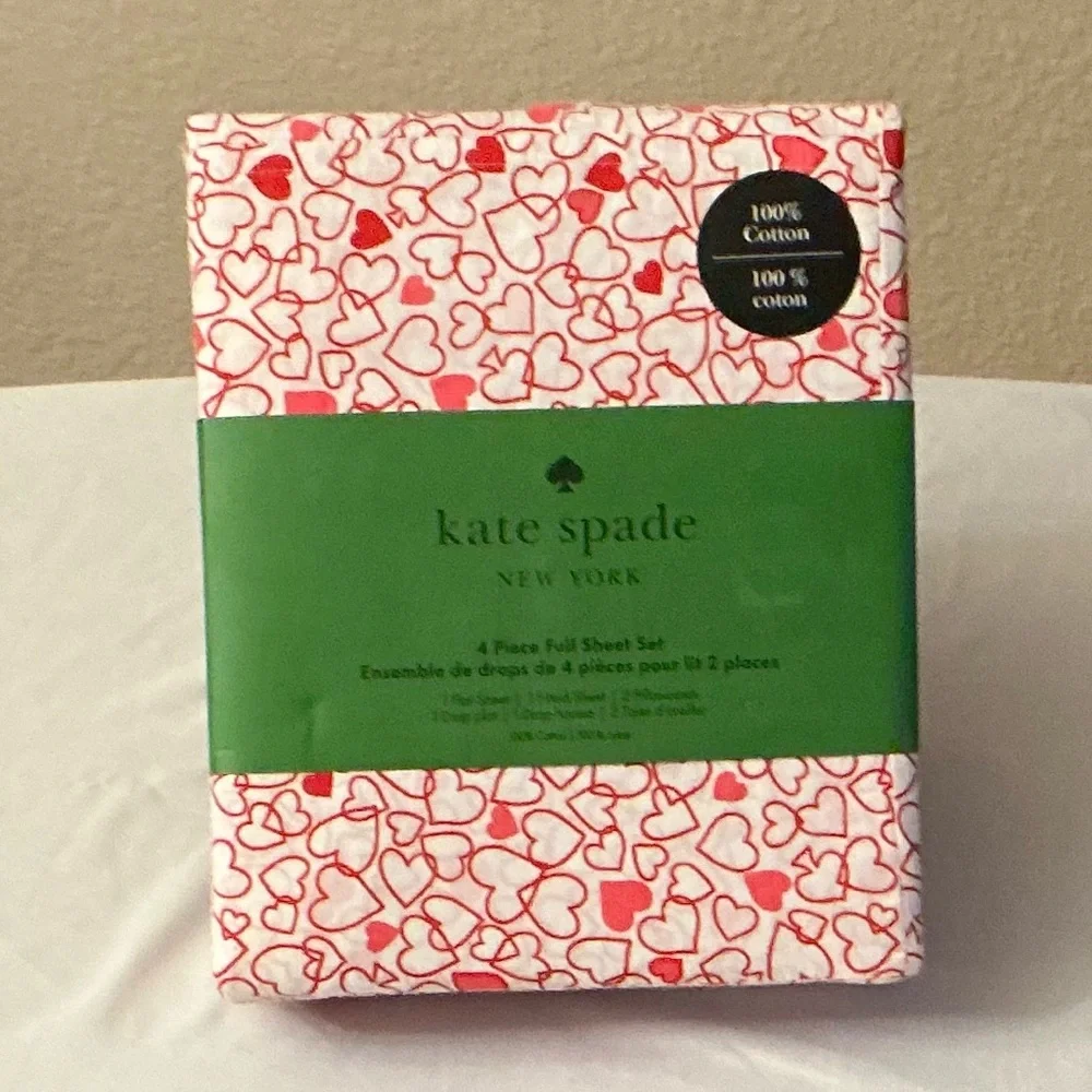 Kate Spade Red Heart Pattern Full Sheet Set